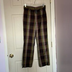 UO Stylish Plaid Women’s Pants - Green and Brown